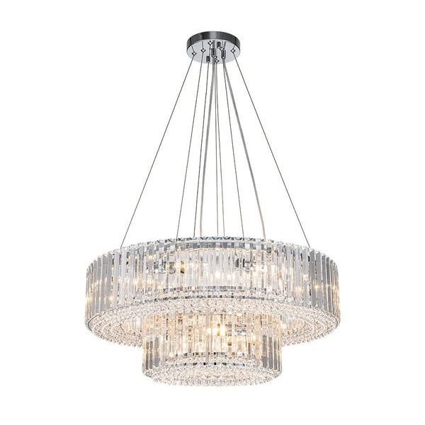 Thehouselights-12-Light Modern 2-Tier Crystal Chandelier-Chandelier-Chrome-