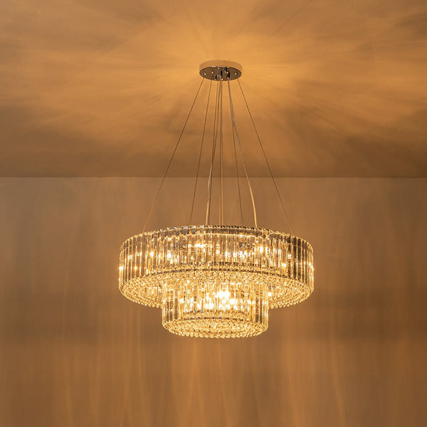 Thehouselights-12-Light Modern 2-Tier Crystal Chandelier-Chandelier-Chrome-