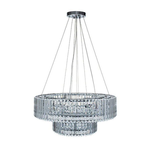 Thehouselights-12-Light Modern 2-Tier Crystal Chandelier-Chandelier-Chrome-