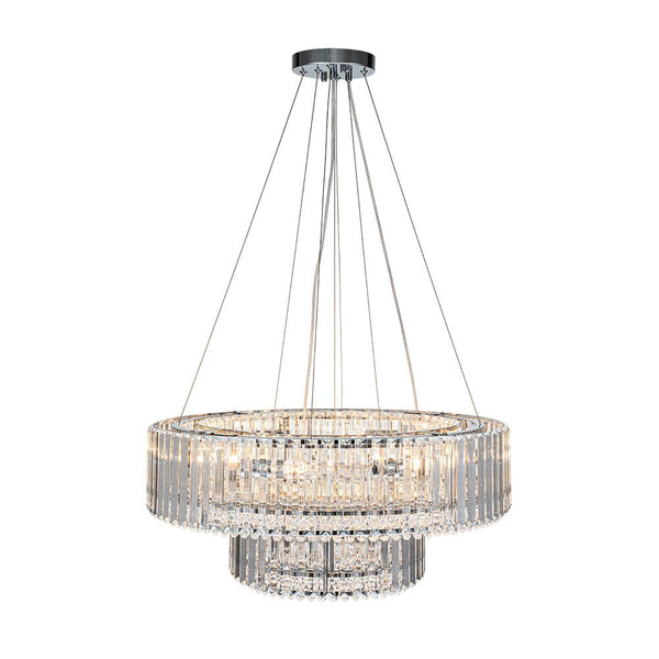Thehouselights-12-Light Modern 2-Tier Crystal Chandelier-Chandelier-Chrome-