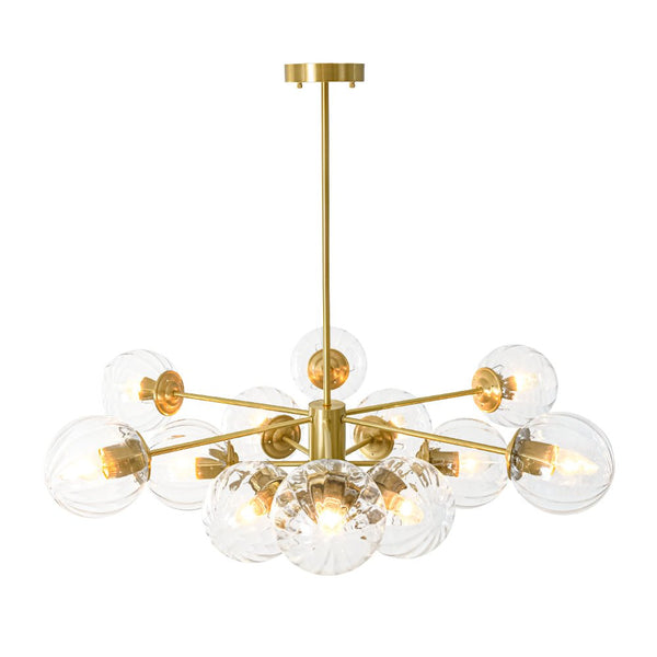 Thehouselights - 12 - Light Two - tier Sputnik Striped Glass Chandelier - Chandelier - 12 - Light - 