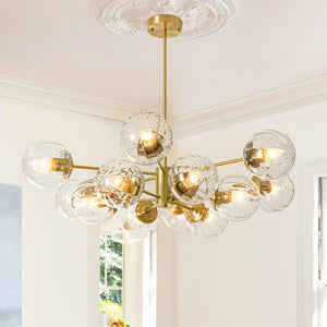 Thehouselights - 12 - Light Two - tier Sputnik Striped Glass Chandelier - Chandelier - 12 - Light - 