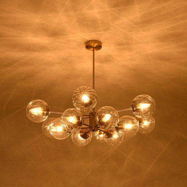 Thehouselights - 12 - Light Two - tier Sputnik Striped Glass Chandelier - Chandelier - 12 - Light - 