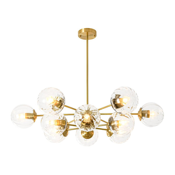 Thehouselights - 12 - Light Two - tier Sputnik Striped Glass Chandelier - Chandelier - 12 - Light - 