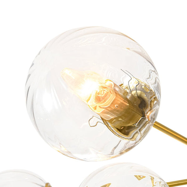 Thehouselights - 12 - Light Two - tier Sputnik Striped Glass Chandelier - Chandelier - 12 - Light - 