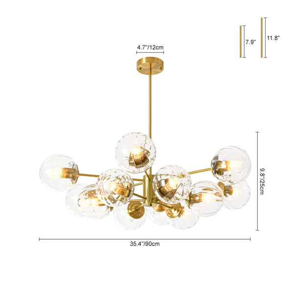 Thehouselights - 12 - Light Two - tier Sputnik Striped Glass Chandelier - Chandelier - 12 - Light - 