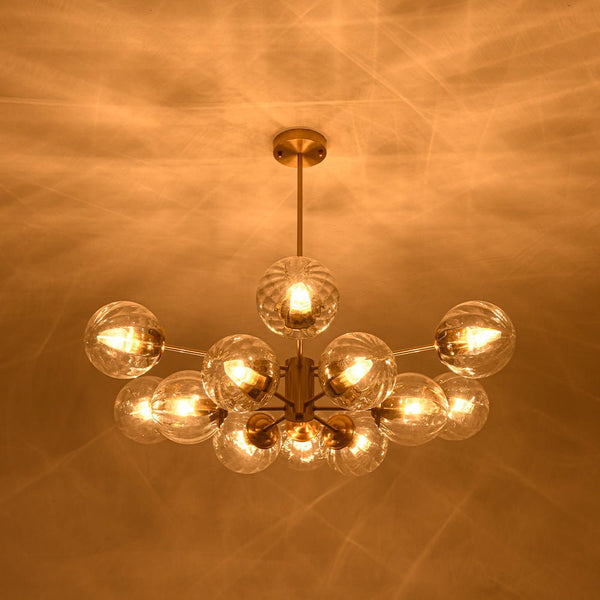 Thehouselights - 12 - Light Two - tier Sputnik Striped Glass Chandelier - Chandelier - 12 - Light - 
