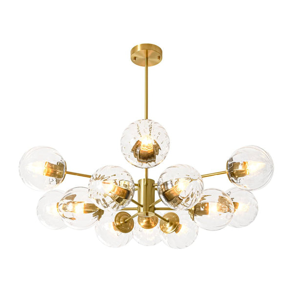 Thehouselights - 12 - Light Two - tier Sputnik Striped Glass Chandelier - Chandelier - 12 - Light - 