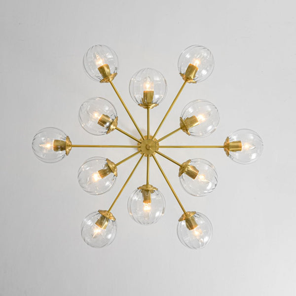 Thehouselights - 12 - Light Two - tier Sputnik Striped Glass Chandelier - Chandelier - 12 - Light - 