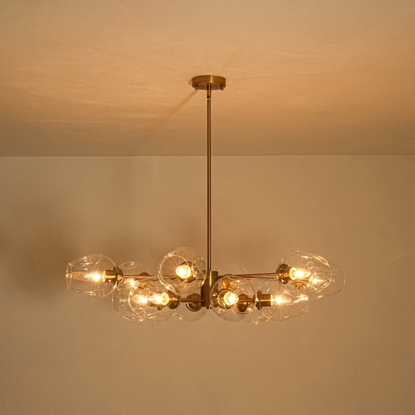 Thehouselights-12-Light Two-tier Textured Glass Chandelier-Chandelier-12-Light-