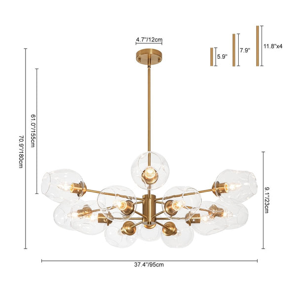 Thehouselights-12-Light Two-tier Textured Glass Chandelier-Chandelier-12-Light-