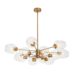 Thehouselights-12-Light Two-tier Textured Glass Chandelier-Chandelier-12-Light-