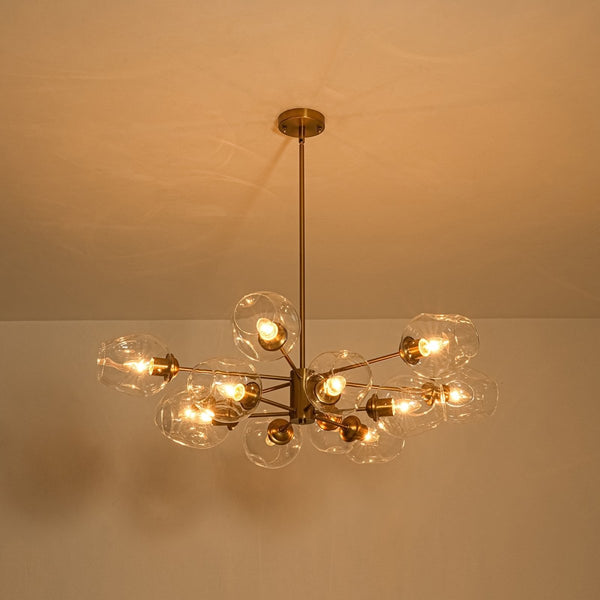 Thehouselights-12-Light Two-tier Textured Glass Chandelier-Chandelier-12-Light-