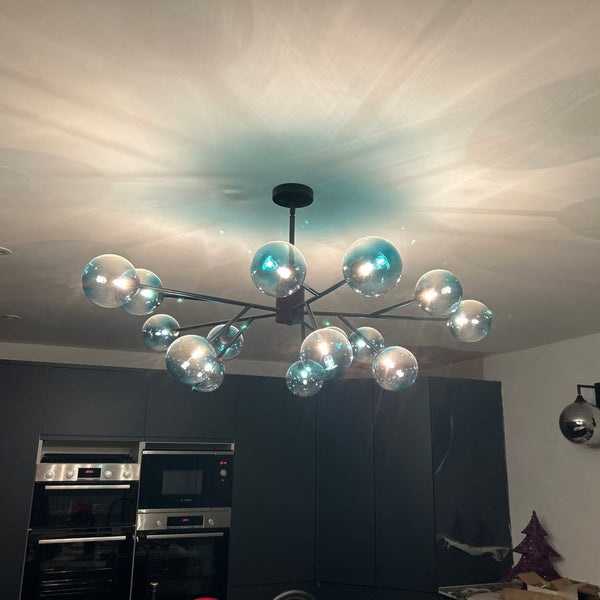 Thehouselights - 15 - Light Blue Branch Sputnik Chandelier - Chandelier - Black - 