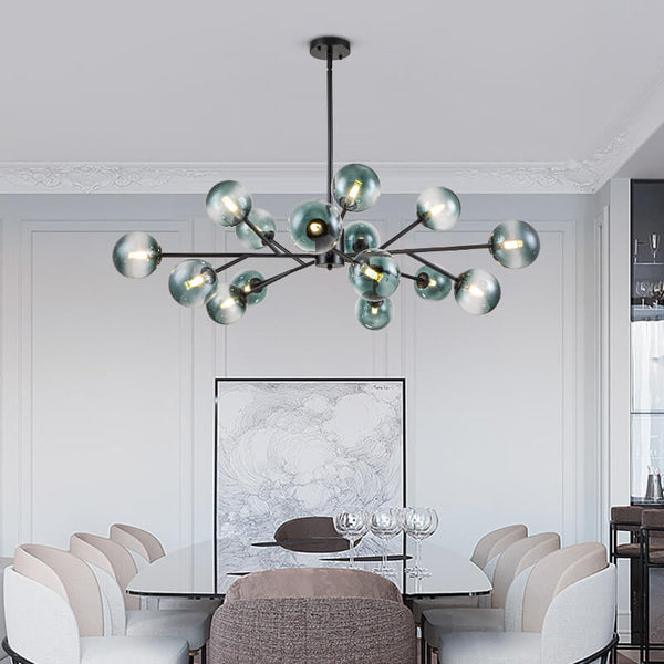 Thehouselights - 15 - Light Blue Branch Sputnik Chandelier - Chandelier - Black - 