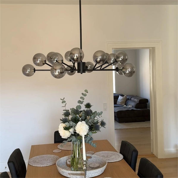 Thehouselights - 15 - Light Sputnik Modern Sphere Chandelier - Chandelier - Black - 
