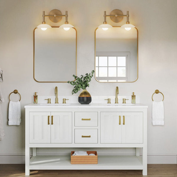 Thehouselights - 2 - Light Brass Wall Sconce with Dome Shade - Wall Lights - Brass - 