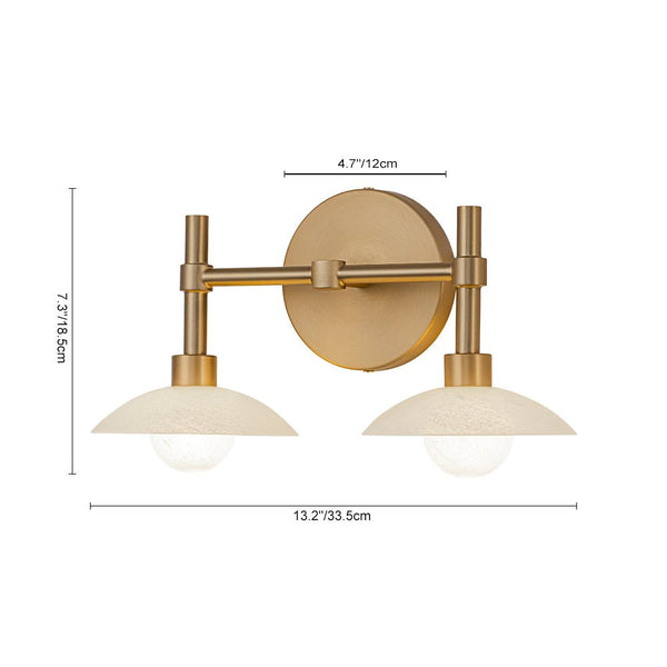 Thehouselights - 2 - Light Brass Wall Sconce with Dome Shade - Wall Lights - Brass - 