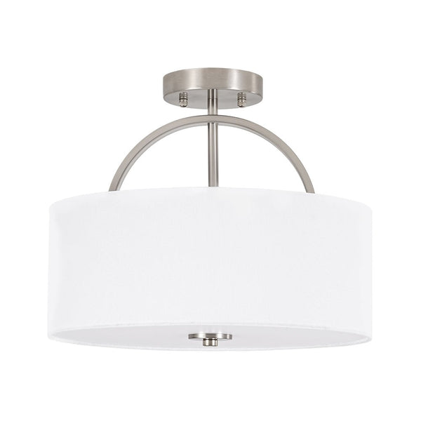 Thehouselights-2-Light Linen Drum Flush Mount Ceiling-Ceiling Light-Nickel-