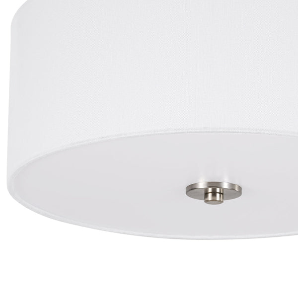 Thehouselights-2-Light Linen Drum Flush Mount Ceiling-Ceiling Light-Nickel-