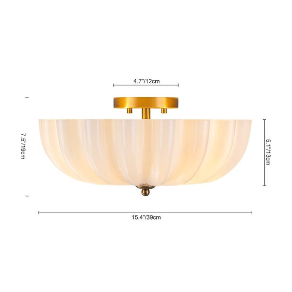 Thehouselights-3-Light Bowl Daisy Glass Semi Flush-Ceiling Light-3-Light-