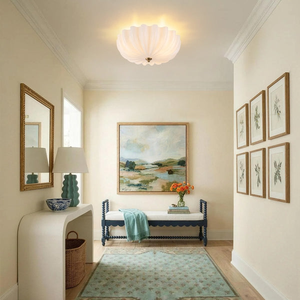 Thehouselights-3-Light Bowl Daisy Glass Semi Flush-Ceiling Light-3-Light-