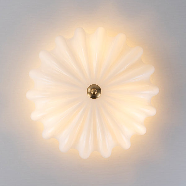 Thehouselights-3-Light Bowl Daisy Glass Semi Flush-Ceiling Light-3-Light-