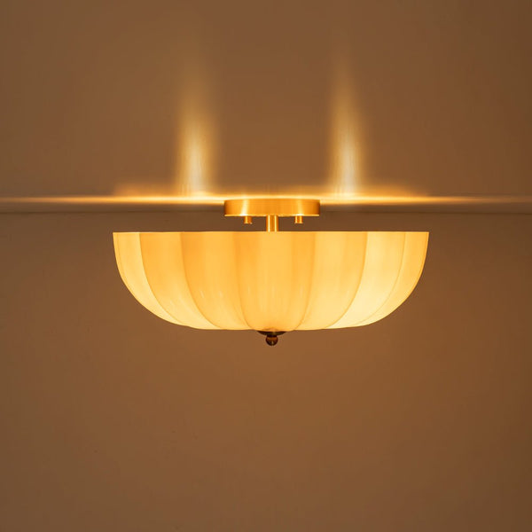 Thehouselights-3-Light Bowl Daisy Glass Semi Flush-Ceiling Light-3-Light-