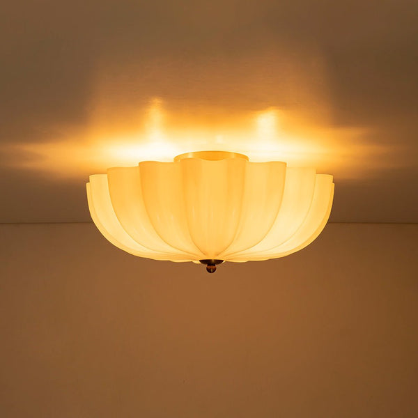 Thehouselights-3-Light Bowl Daisy Glass Semi Flush-Ceiling Light-3-Light-