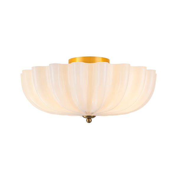 Thehouselights-3-Light Bowl Daisy Glass Semi Flush-Ceiling Light-3-Light-