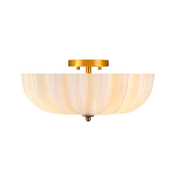 Thehouselights-3-Light Bowl Daisy Glass Semi Flush-Ceiling Light-3-Light-