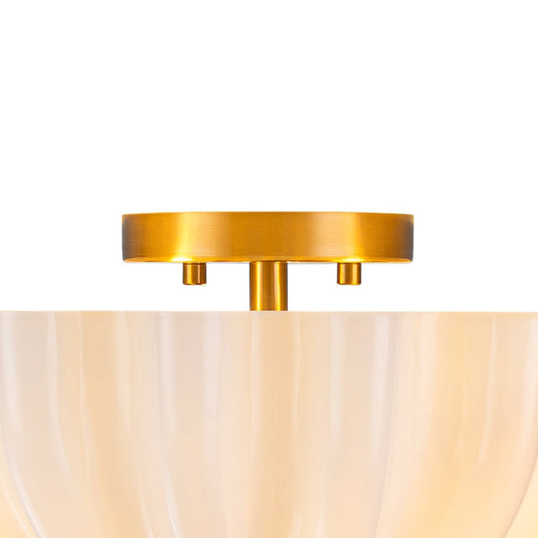 Thehouselights-3-Light Bowl Daisy Glass Semi Flush-Ceiling Light-3-Light-