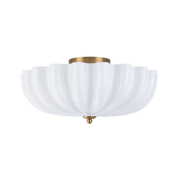 Thehouselights-3-Light Bowl Daisy Glass Semi Flush-Ceiling Light-3-Light-