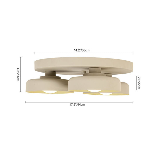 Thehouselights - 3 - Light Bowl Shade LED Flush Mount Ceiling - Ceiling Light - Beige - 
