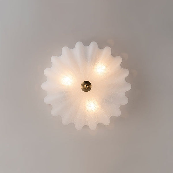 Thehouselights - 3 - Light Bowl White Glass Semi Flush - Ceiling Light - 3 - Light - 