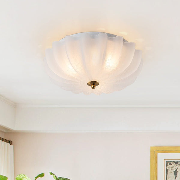 Thehouselights - 3 - Light Bowl White Glass Semi Flush - Ceiling Light - 3 - Light - 