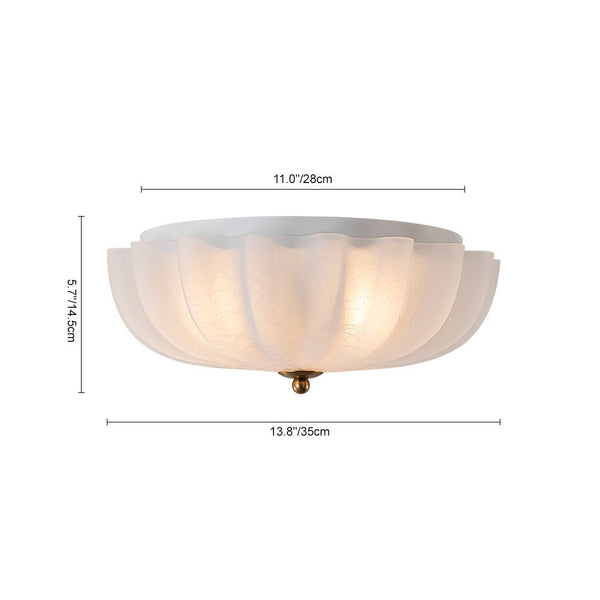 Thehouselights - 3 - Light Bowl White Glass Semi Flush - Ceiling Light - 3 - Light - 