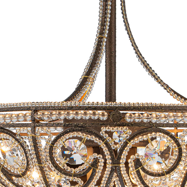 Thehouselights - 3 - Light Crystal Dark Bronze Crystal Glass Flush Mount Chandelier - Ceiling Light - Bronze - 