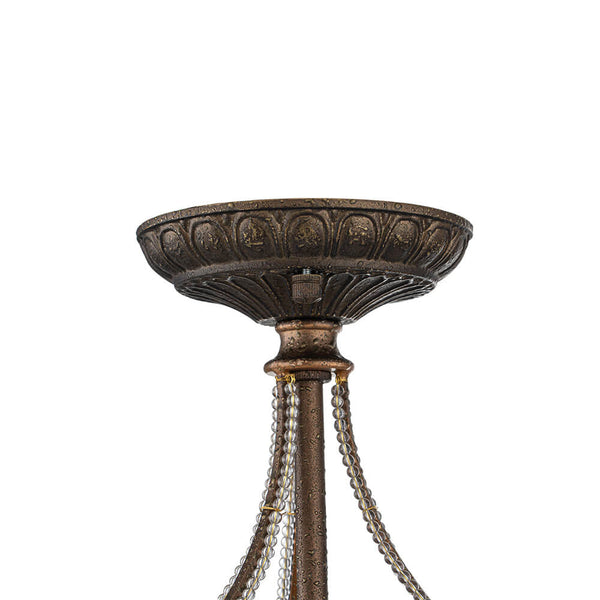 Thehouselights - 3 - Light Crystal Dark Bronze Crystal Glass Flush Mount Chandelier - Ceiling Light - Bronze - 