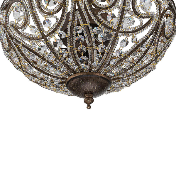Thehouselights - 3 - Light Crystal Dark Bronze Crystal Glass Flush Mount Chandelier - Ceiling Light - Bronze - 
