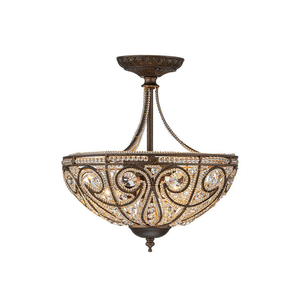 Thehouselights - 3 - Light Crystal Dark Bronze Crystal Glass Flush Mount Chandelier - Ceiling Light - Bronze - 