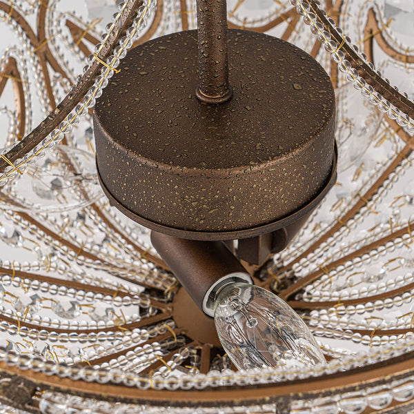 Thehouselights - 3 - Light Crystal Dark Bronze Crystal Glass Flush Mount Chandelier - Ceiling Light - Bronze - 