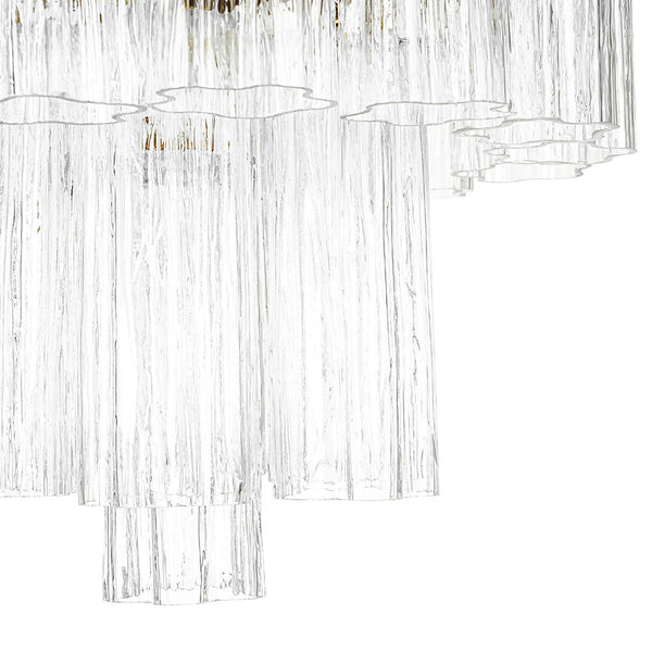 Thehouselights - 3 - Light Glass Textured Tube Two - Tiered Chandelier - Chandelier - Brass - 