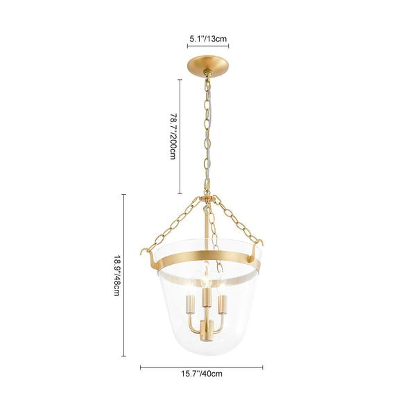 Thehouselights - 3 - Light Lantern Clear Glass Pendant Light - Pendant - Black - 