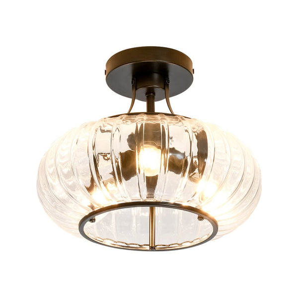 Thehouselights-3-Light Lantern Glass Semi-Flush Mount-Ceiling Light-3-Light-