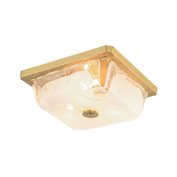 Thehouselights - 3 - Light Square Cloud Glass Flush Mount - Ceiling Light - 3 - Light - 