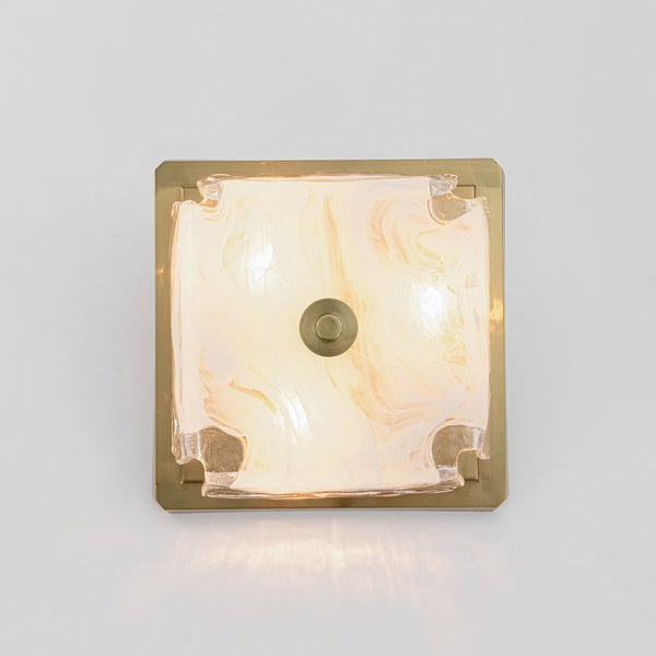 Thehouselights - 3 - Light Square Cloud Glass Flush Mount - Ceiling Light - 3 - Light - 