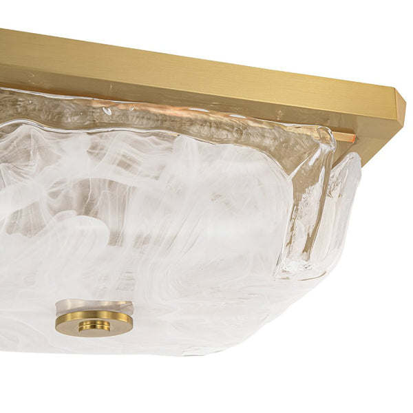 Thehouselights - 3 - Light Square Cloud Glass Flush Mount - Ceiling Light - 3 - Light - 