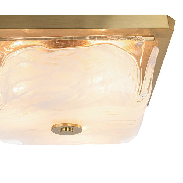 Thehouselights - 3 - Light Square Cloud Glass Flush Mount - Ceiling Light - 3 - Light - 