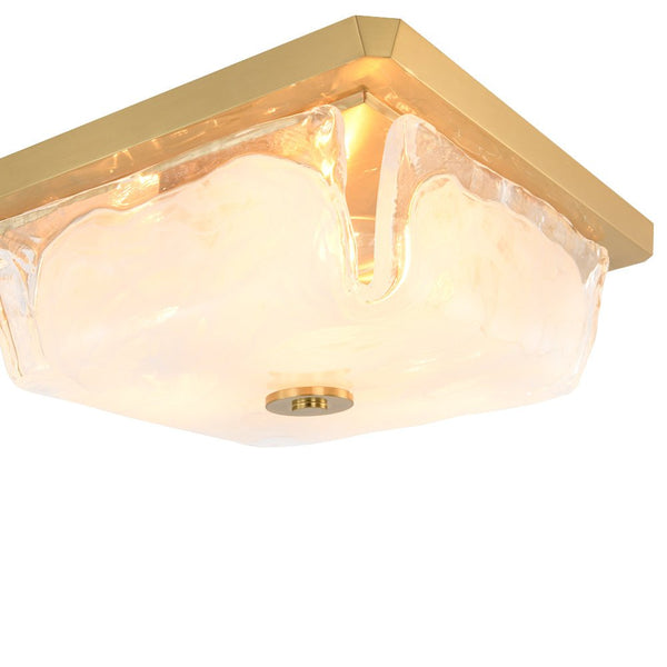 Thehouselights - 3 - Light Square Cloud Glass Flush Mount - Ceiling Light - 3 - Light - 